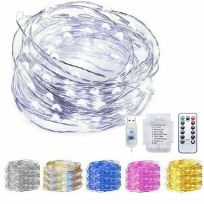 5-20M USB/battery Twinkle LED String Fairy Lights Copper Wire Party 13KEY Remote - Image 1 of 4