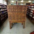 Vintage Card Catalog, Maple and Brass Card File, Storage Cabinet, Drawer Cabinet