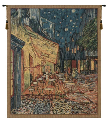 Van Gogh’s Terrace Belgian Jacquard Tapestry Wall Hanging, Lined & Ready to Hang - Image 1 of 4