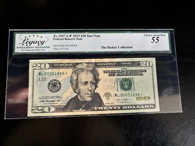 DBR 2013 $20 FRN San Francisco STAR Fr. 2097-L* Legacy 55 Serial ML00051896* - Image 1 of 2