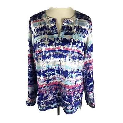 Belle Gray By Lisa Rinna Tunic Blouse Size M Lightweight Multicolor - Image 1 of 4