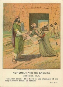 Christian Picture Lessons Card Nehemiah And His Enemies 1911 - Picture 1 of 2
