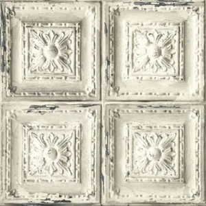 Aged Square Putty Color Ceiling Tile on Unpasted Wallpaper IR50510 - Picture 1 of 2