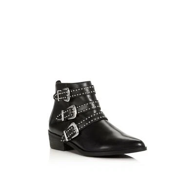 Botas de motocicleta Aqua Blane negras con cremallera tachonadas punta cuero 6 nuevas Foto 1 de 4