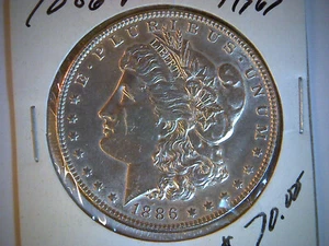 1886-P UNITED STATES MORGAN SILVER DOLLAR, 0,77344 OUNCE OF SILVER, # 4. - Bild 1 von 2