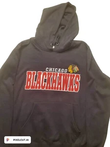 NHL Chicago Blackhawks Pullover Hoodie Long Sleeve Mens Size Large Black - Picture 1 of 6