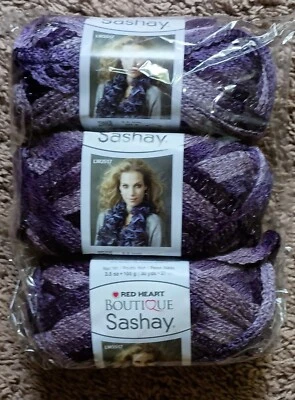 Red Heart Boutique Sashay Yarn 3pk- Purple W/ Silver Metallic- 30 Yds Ea  - Image 1 of 2