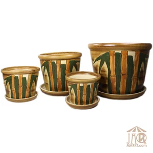 Maceta de flores de cerámica - Maceta - Maceta - Maceta con posavasos - Juego  - Imagen 1 de 13