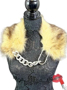 Raf Simmons Kunstfellkragen Kettenglied Sicherheitsnadel braun blond Style 202-957A - Bild 1 von 12