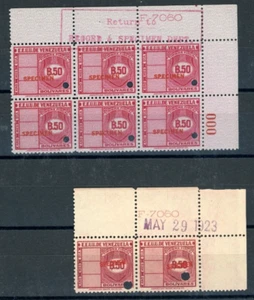 VENEZUELA Revenue 50 Bolivares ABNCo SPECIMEN 1923 Corner Blocks{6 & 2} MNH ZU30 - Picture 1 of 5