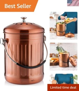 Odorless Kitchen Compost Bucket - 1.3 Gallon Matt Copper with Dual Filter System - Picture 1 of 10