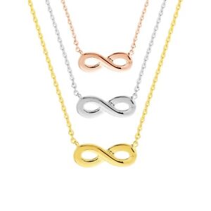 Infinity Pendant Necklace 14K Solid Gold Women Dainty Adjustable Cable Chain