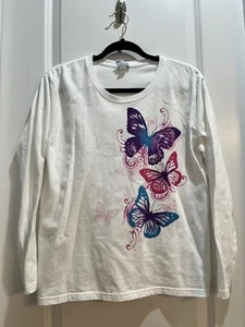 Camicie Pazze Hawaii Donna Maniche Lunghe Stampa Farfalla Media 100% Cotone - Foto 1 di 6