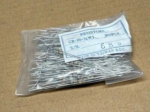 200 pcs 68 ohm resistor CR-25-1/4WJ carbon film resistors 1/4 watt 5% LOT USA - Picture 1 of 3