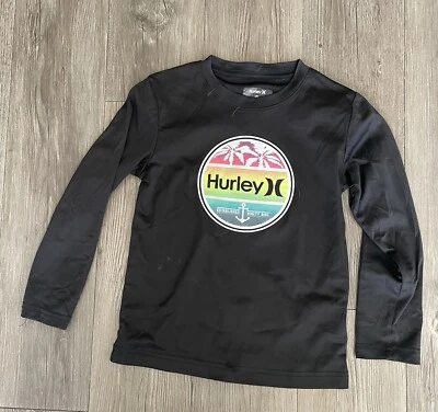 Camisa de Sol Hurley Manga Longa Preta Tamanho 5/6 UPF 50+ - Imagem 1 de 4