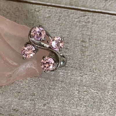 Anillo ombligo ombligo colgante de arriba hacia abajo reverso gema rosa 16 g vendedor de EE. UU. Foto 1 de 2