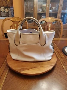 AIMEE KESTENBERG IVORY PEBBLE LEATHER LARGE LAPTOP HANDBAG TOTE WITH LONG STRAP - Picture 1 of 22