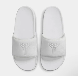 Nike Kobe Offcourt Slides Triple White Size 9 Men’s IF2870-100 IN HAND - Picture 1 of 8