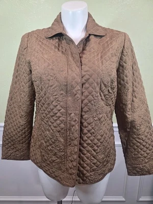 R.Q.T. Large Tan Quilted And Embroidered Zip Up Lightweight Jacket - Image 1 of 4