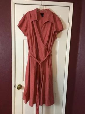 Lane Bryant 26 Wrap Dress Short Sleeves Dusty Orange Cotton  - Image 1 of 4