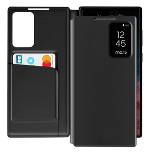 Avizar Leather Case for Galaxy S22 Ultra Display Window Card Holder - Picture 1 of 5