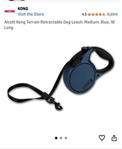 KONG Terrain Blue Reflective Retractable Dog Leash with Soft Grip Handle 16ft - Picture 1 of 1