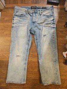 Salvage Mayhem Regular Bootcut Jeans 38x27 Distressed Light Blue Denim - Picture 1 of 9