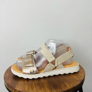 Born Alli Damen-Sandalen verstellbarer Riemen metallic goldfarben und hellbraun Größe 7,5 - Bild 1 von 10