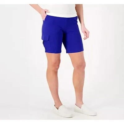 Denim & Co. Women Shorts Sz XXS ~ Active French Terry Pull-On Short Blue A601432 - Image 1 of 4