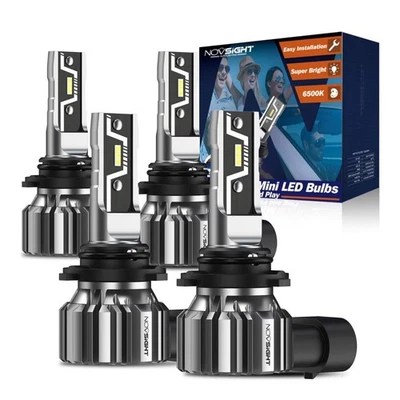 9005 9006 LED Headlight Kit Combo 4*Bulbs 6500K High Low Beam Super White Bright - Image 1 of 4