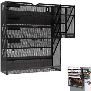Magnetic File Holder, Magnetic File Organizer Wall Mount, 5 Tier Hanging Mail... - Picture 1 of 7