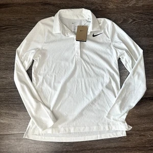 Nike Tour Women’s Medium Dri-FIT ADV Long Sleeve White Golf Polo FV0277-100 NWT - Picture 1 of 3