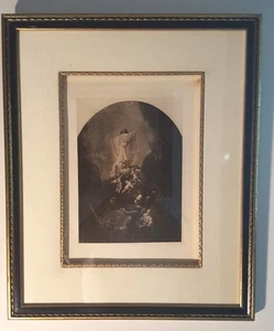 ANTIQUE CHRISTIAN ASCENSION OF CHRIST REMBRANDT (AFTER) HELIOGRAVURE HANFSTAENGL - Picture 1 of 7