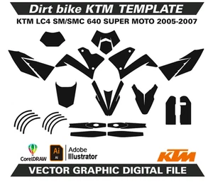 KTM LC4 SM SMC 640 2005-2007 SUPER MOTO Template Vector Format Ai CDR EPS M216 - Picture 1 of 2