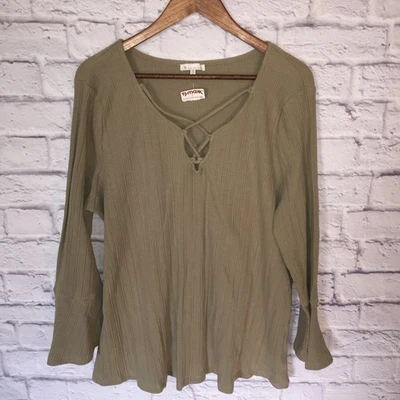 B Skies Are Blue Women's Sweater Olive Green 3X Cotton Spandex NWT - Image 1 of 4