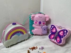 3 x Polly Pocket Wearable Play Sets Koala Butterfly Rainbow + Accessories - Picture 1 of 24