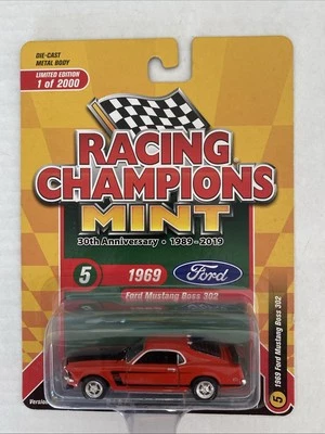 Racing Champions Ford Mustang Boss 302 1969 Mint 30th Anniversary Red 1 Of 2000 - Image 1 of 4