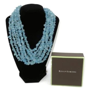 Ross Simons Multi Strand Aquamarine Chips Torsade Necklace, Sterling Clasp, MIB - Picture 1 of 3