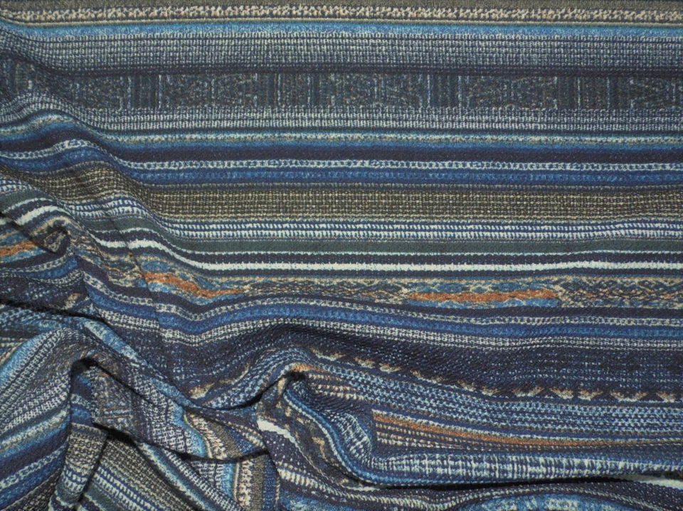 PAYLESS FABRIC Bullet Printed Liverpool Textured Fabric Stretch Tribal Stripe Navy Blue P410