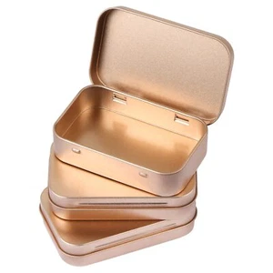 Metal Hinged Tin Box Container Mini Portable Small Storage Kit With Lid 3 Pcs - Picture 1 of 6