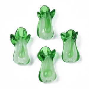 100 piezas cuentas espaciadoras de vidrio de repollo verde 20x10 mm - Imagen 1 de 3