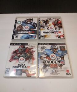 PS 3 Football Game Lot 4 Madden NFL  08, 10, 25 NCAA 12 With Manuals