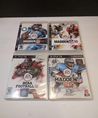 PS 3 Football Game Lot 4 Madden NFL  08, 10, 25 NCAA 12 With Manuals - Image 1 of 4