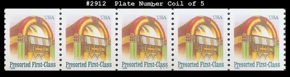 USA5 #2912 MNH PNC5 Pl #S11111 Juke Box (SV) - Image 1 of 1