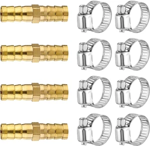 4 Pcs 3/8"(10Mm) Hose Repair Kit Brass Air Hose Connectors Air Hose Repair Kit P - Picture 1 of 12