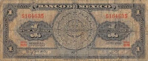 Mexico 1 Peso 22.8.1970 Series BIM Prefix S Circulated Banknote N #18 - Picture 1 of 2