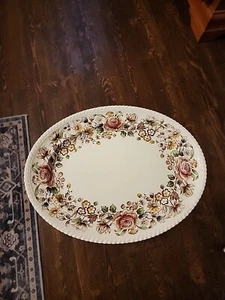 Margaret Rose Brown Johnson Bros Serving Platter 16" Cottage Core Shabby Chic... - Picture 1 of 3