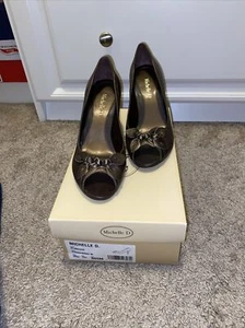 Michelle D Pumps mit offener Zehenpartie braun/bronze Größe 6,5 EUC - Bild 1 von 7
