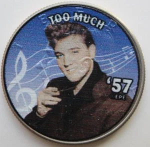 JFK KENNEDY HALF DOLLAR ELVIS PRESLEY - '57 TOO MUCH COLORIZED COIN - Picture 1 of 5