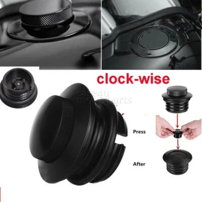 Tapa de gasolina de aluminio para tanque de combustible emergente montaje empotrado negro para Harley-Davidson Fatboy Foto 1 de 4